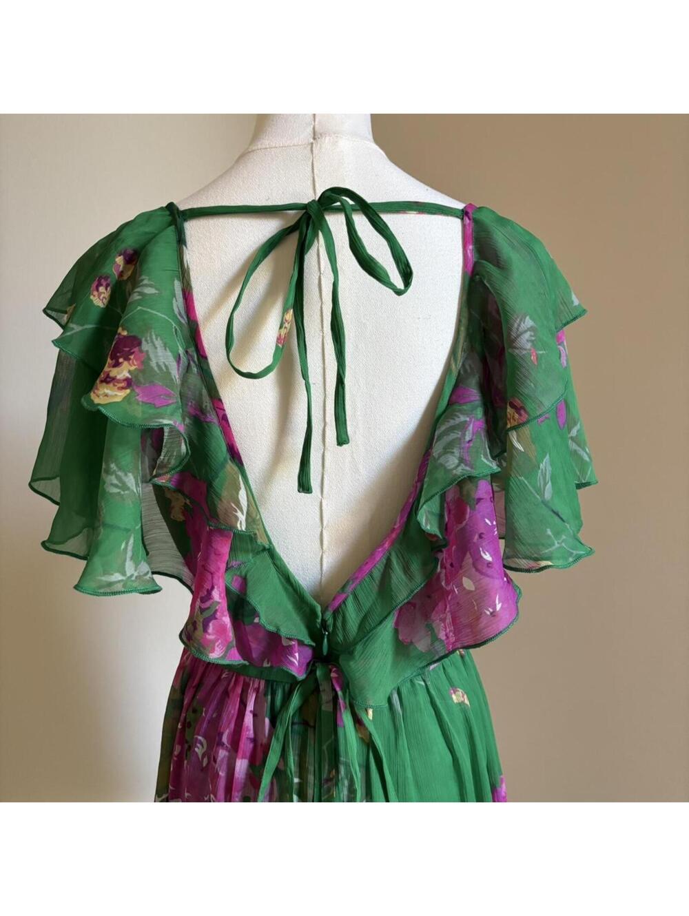 asos dreamy sheer green floral dress - Picture 4 of 8